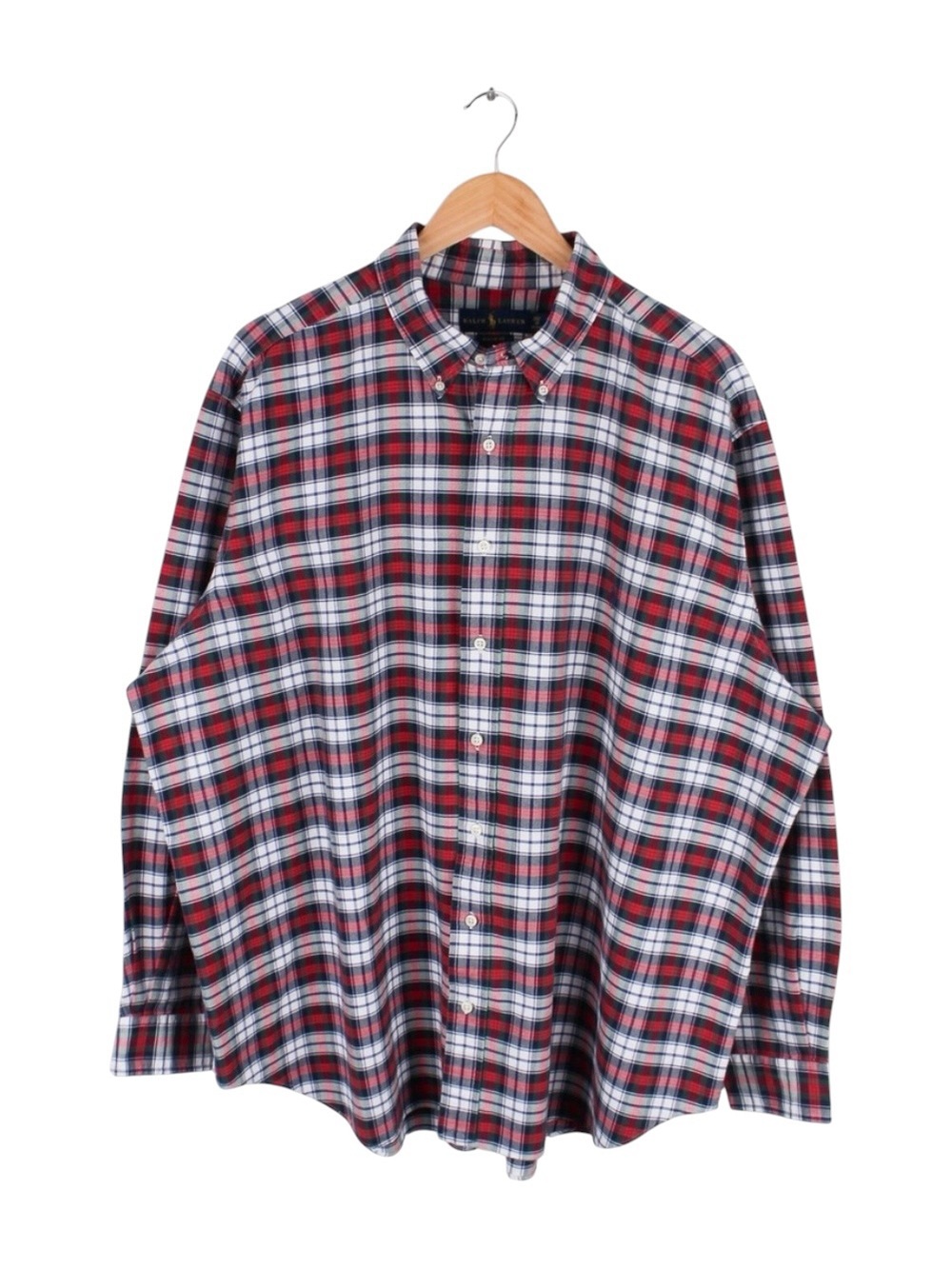 Ralph Lauren Classic Fit Plaid Button Down Shirt Red Green White 2XB Big